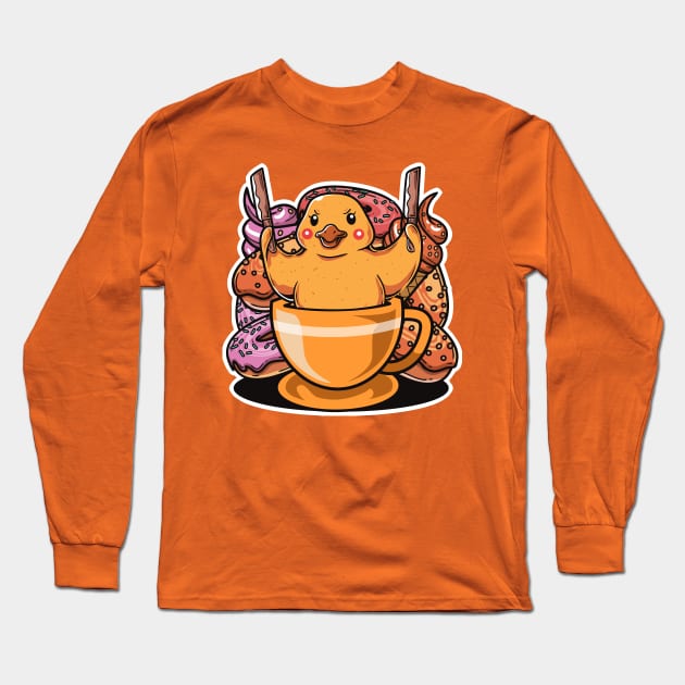 Weird Duck and Coffee Long Sleeve T-Shirt by unygara